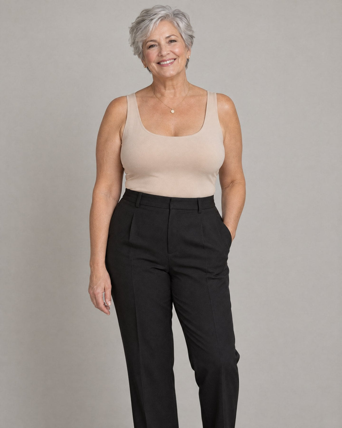 Aryvela Tensor Shaping Tank worn with black trousers